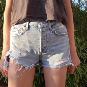 AGOLDE  Parker Vintage Frayed- Hem Denim Shorts